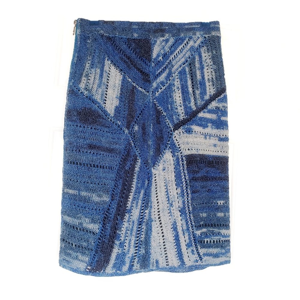 Rag & Bone Jasmin Blue Crochet Mosaic Skirt  - Size L